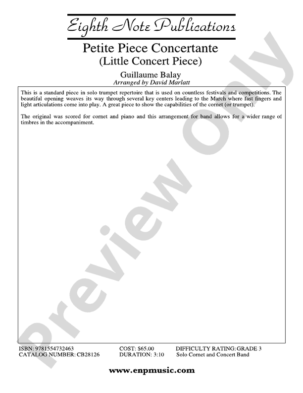 Petite Piece Concertante (Little Concert Piece) (Solo Cornet and Concert Band) - Concert Band Conductor Score & Parts (Digital Download)