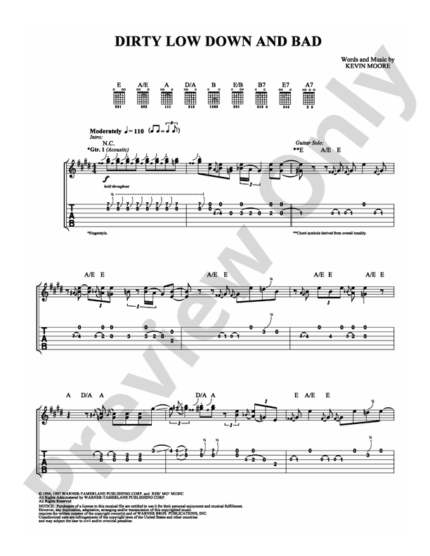 Dirty Low Down and Bad - Guitar TAB (Digital Download)