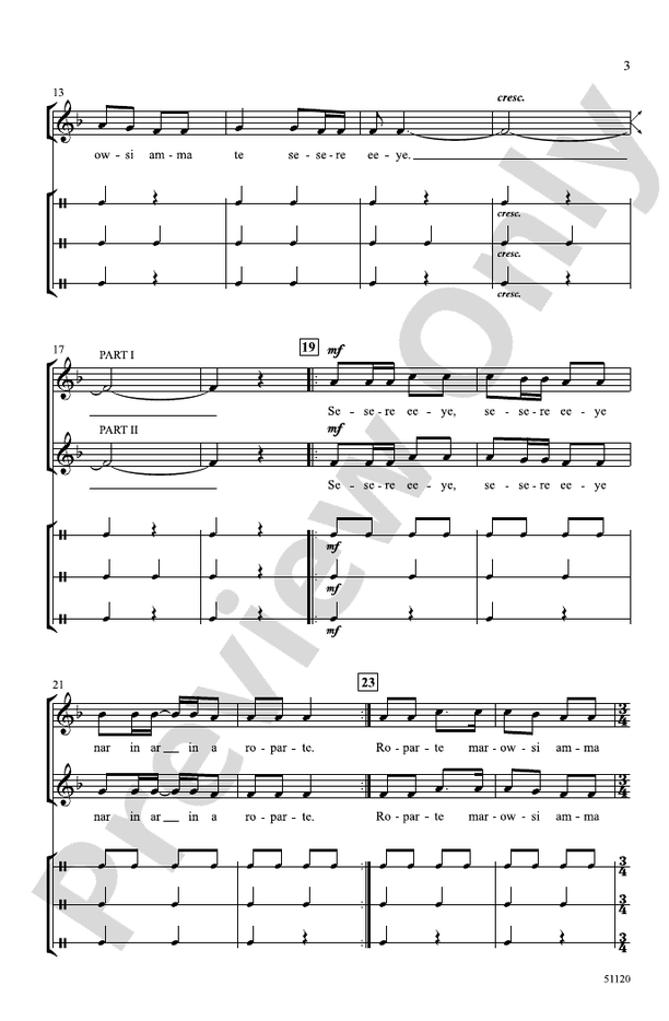 Sesere Eeye - 2 Part Treble, A Cappella Choral Octavo (Digital Download)