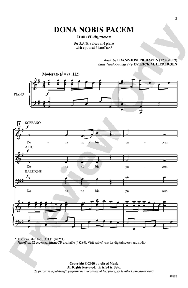 Dona Nobis Pacem - Arr. Patrick M Liebergen – SAB Choral Octavo (Digital Download)