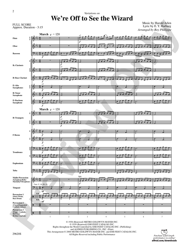We're Off to See the Wizard, Variations on - Concert Band Conductor Score & Parts (Digital Download)