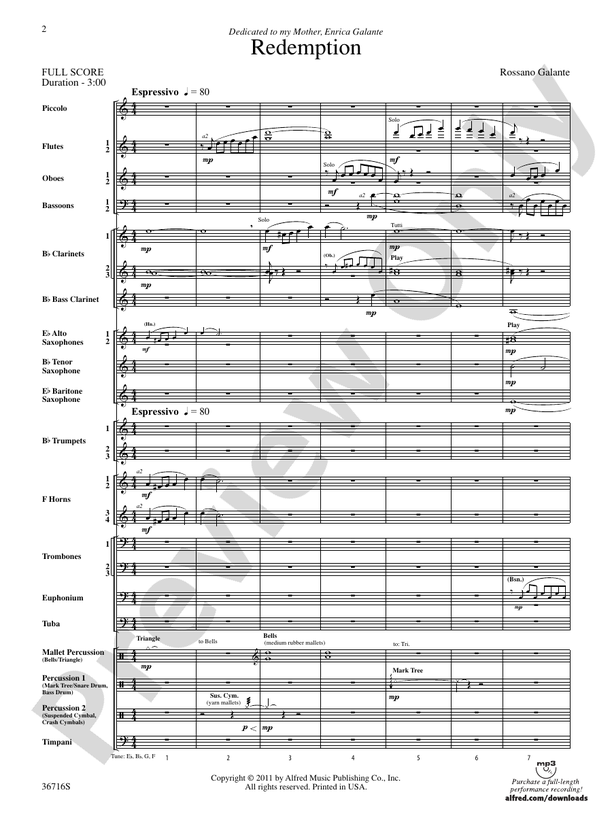 Redemption - Concert Band Conductor Score & Parts (Digital Download)