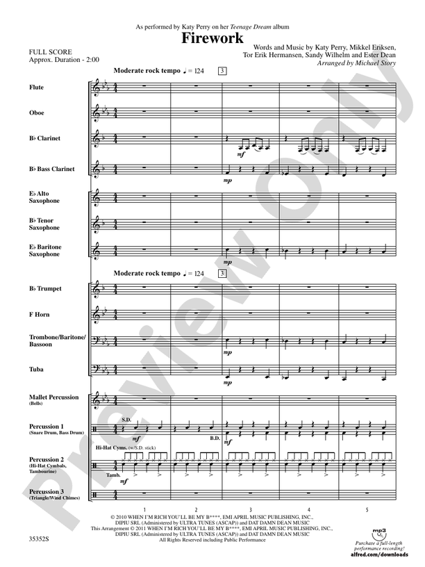 Firework - Concert Band Conductor Score & Parts (Digital Download)