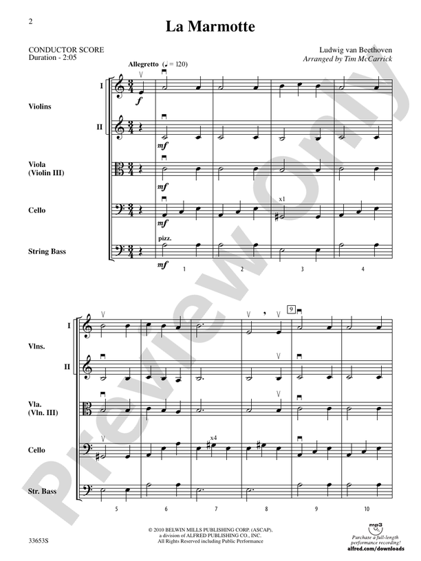 La Marmotte – String Orchestra Conductor Score & Parts (Digital Download)