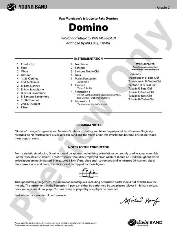 Domino - Concert Band Conductor Score & Parts (Digital Download)