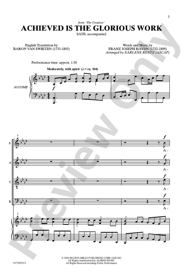 Achieved Is the Glorious Work - SATB Choral Octavo (Digital Download)