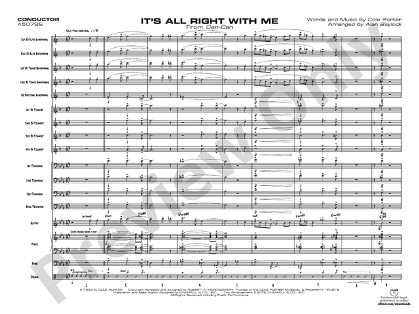 It's All Right with Me – Jazz Ensemble Conductor Score & Parts (Digital Download)