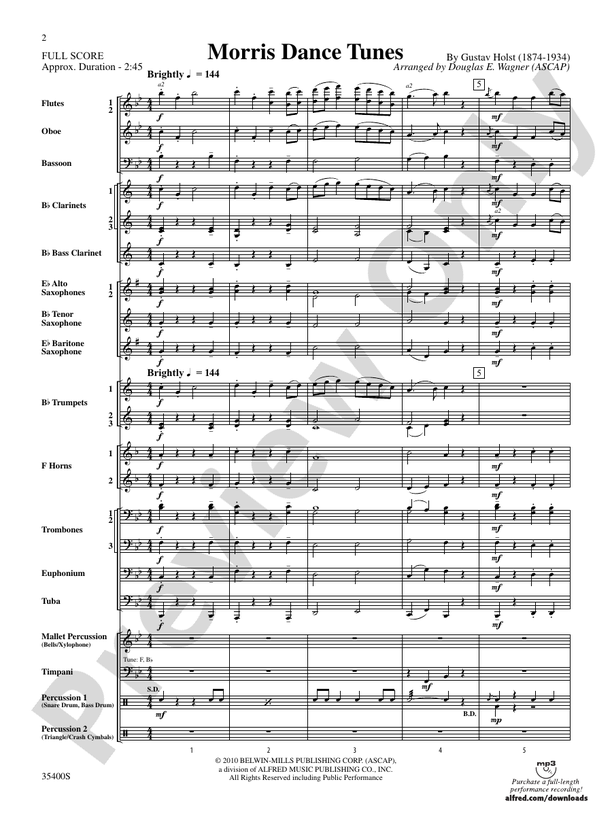 Morris Dance Tunes - Concert Band Conductor Score & Parts (Digital Download)