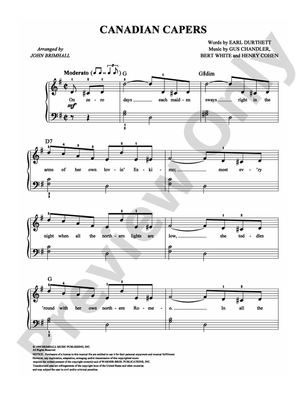 Canadian Capers - Arr. John Brimhall - Easy Piano (Digital Download)