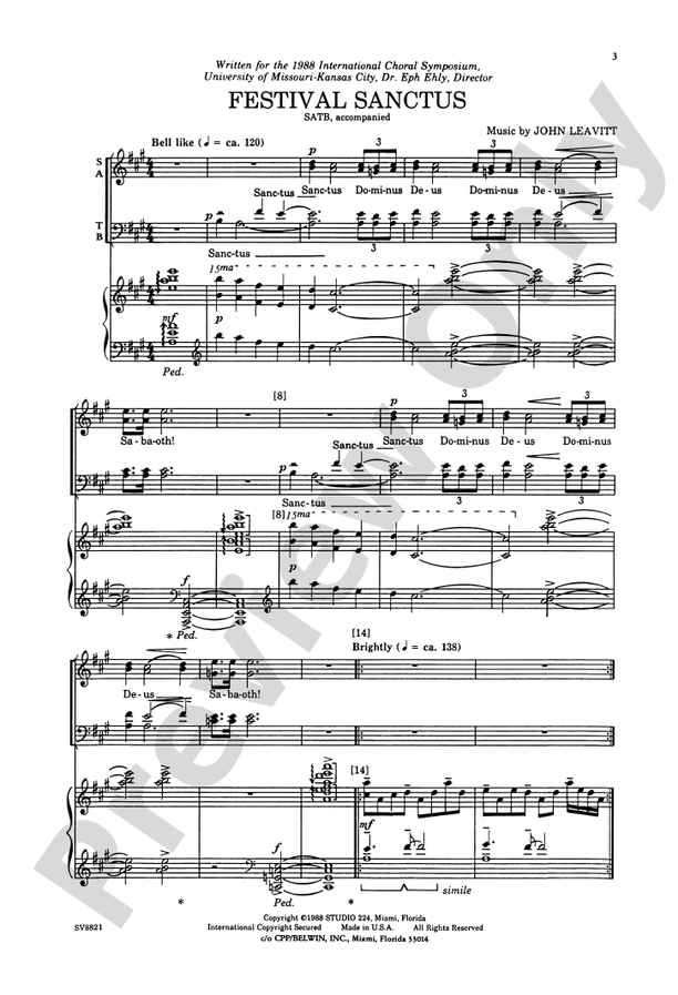Festival Sanctus – SATB Choral Octavo (Digital Download)
