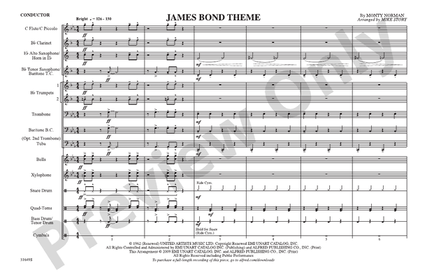 James Bond Theme (Arr. Mike Story) – Marching Band Conductor Score & Parts (Digital Download)