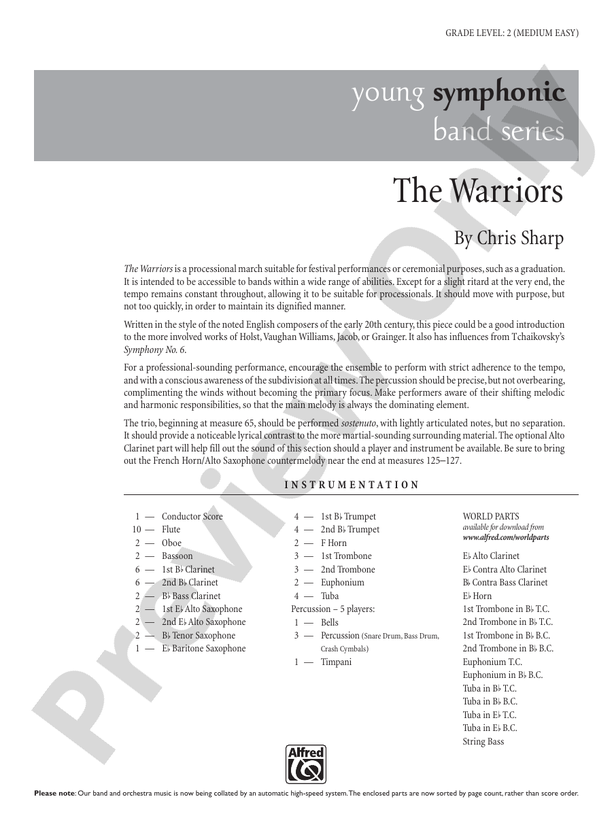 The Warriors - Concert Band Conductor Score & Parts (Digital Download)