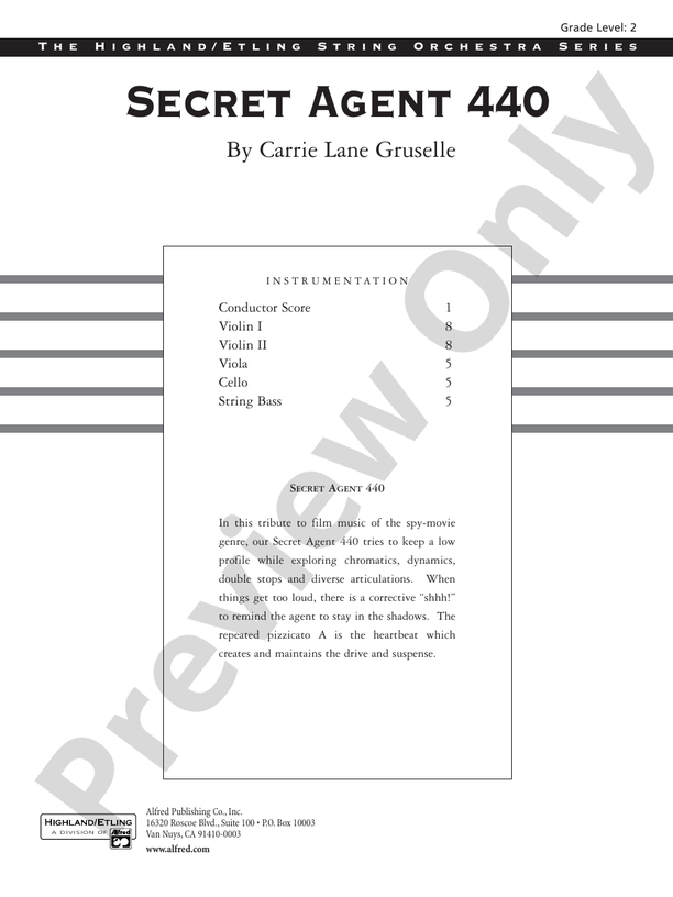 Secret Agent 440 – String Orchestra Conductor Score & Parts (Digital Download)
