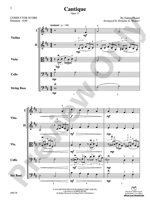 Cantique - String Orchestra Conductor Score & Parts (Digital Download)