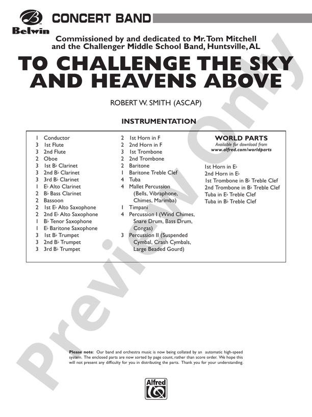 To Challenge the Sky and Heavens Above - Concert Band Conductor Score & Parts (Digital Download)