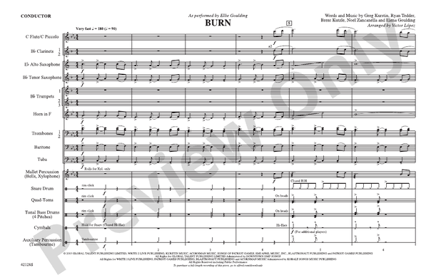 Burn – Marching Band Conductor Score & Parts (Digital Download)