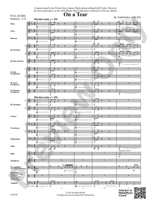 On a Tear - Concert Band Conductor Score & Parts(Digital Download)