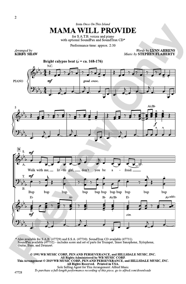 Mama Will Provide – SATB Choral Octavo (Digital Download)