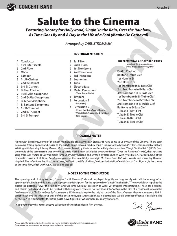 Salute to the Cinema - Concert Band Conductor Score & Parts (Digital Download)