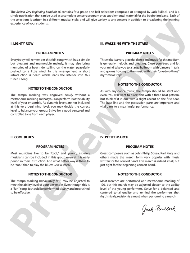 Belwin Very Beginning Band Kit #6 - Concert Band Conductor Score & Parts (Digital Download)