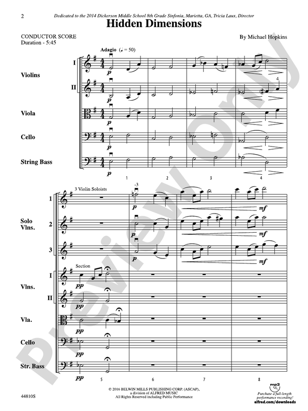 Hidden Dimensions - String Orchestra Conductor Score & Parts (Digital Download)