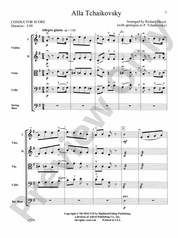 Alla Tchaikovsky – String Orchestra Conductor Score & Parts (Digital Download)