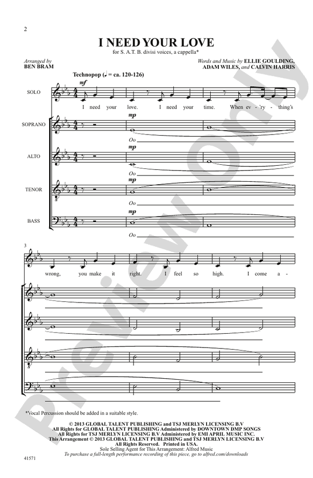 I Need Your Love – SATB divisi, a cappella Choral Octavo (Digital Download)