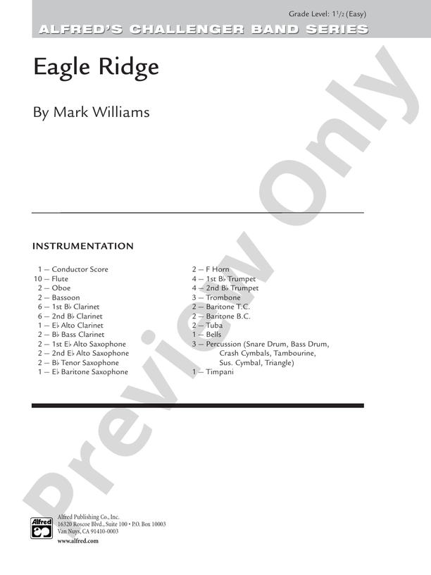 Eagle Ridge - Concert Band Conductor Score & Parts (Digital Download)