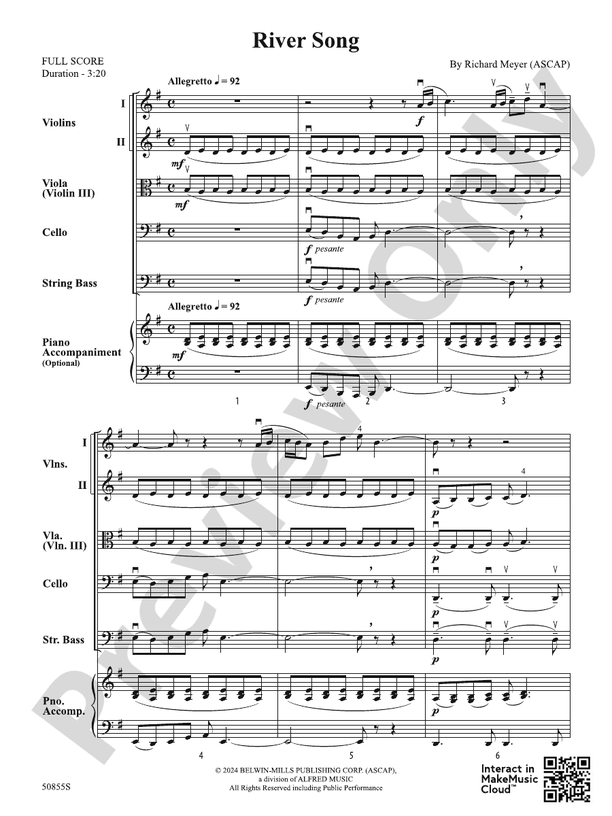 River Song  – String Orchestra Conductor Score & Parts (Digital Download)