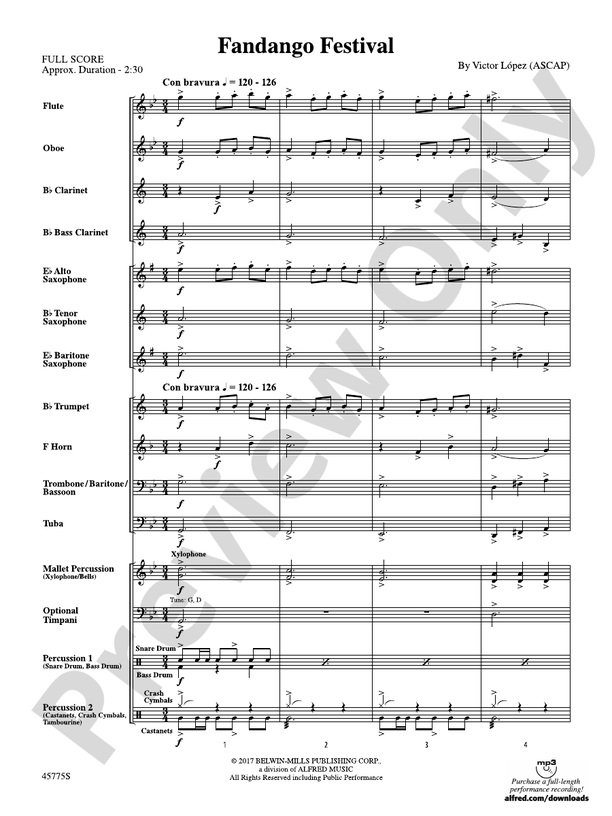 Fandango Festival (Grade 1.5) - Concert Band Conductor Score & Parts (Digital Download)