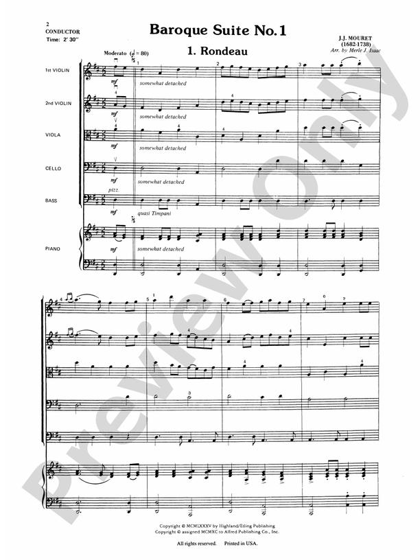 Baroque Suite No. 1 (I-IV) – String Orchestra Conductor Score & Parts (Digital Download)