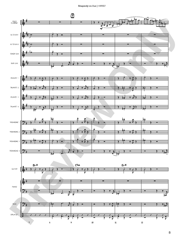 Rhapsody on Cue – Jazz Ensemble Conductor Score & Parts (Digital Download)