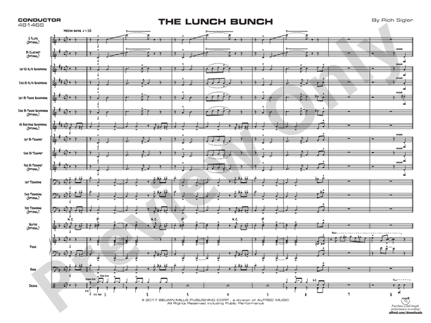 The Lunch Bunch – Jazz Ensemble Conductor Score & Parts (Digital Download)