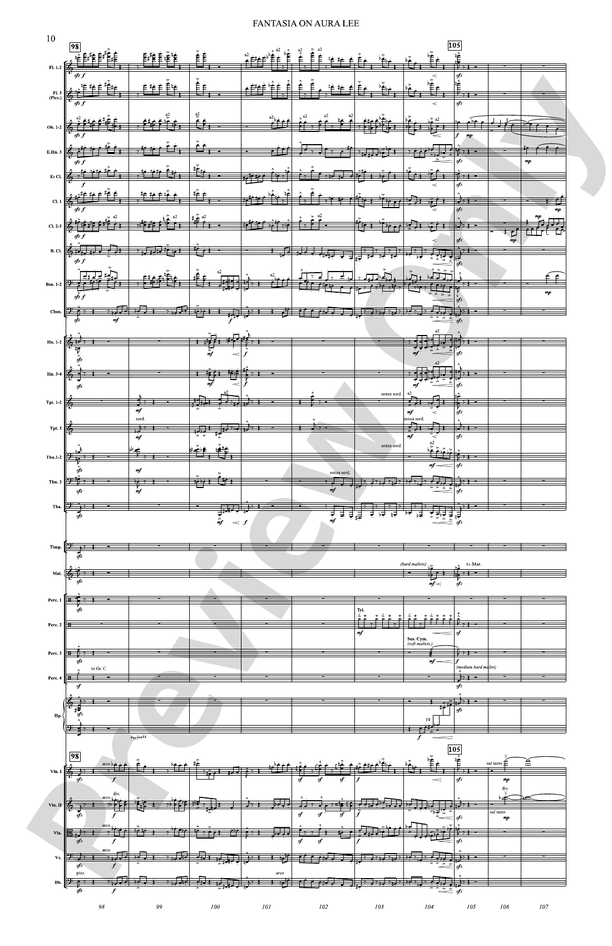 Fantasia on Aura Lee – Full Orchestra Conductor Score & Parts (Digital Download)