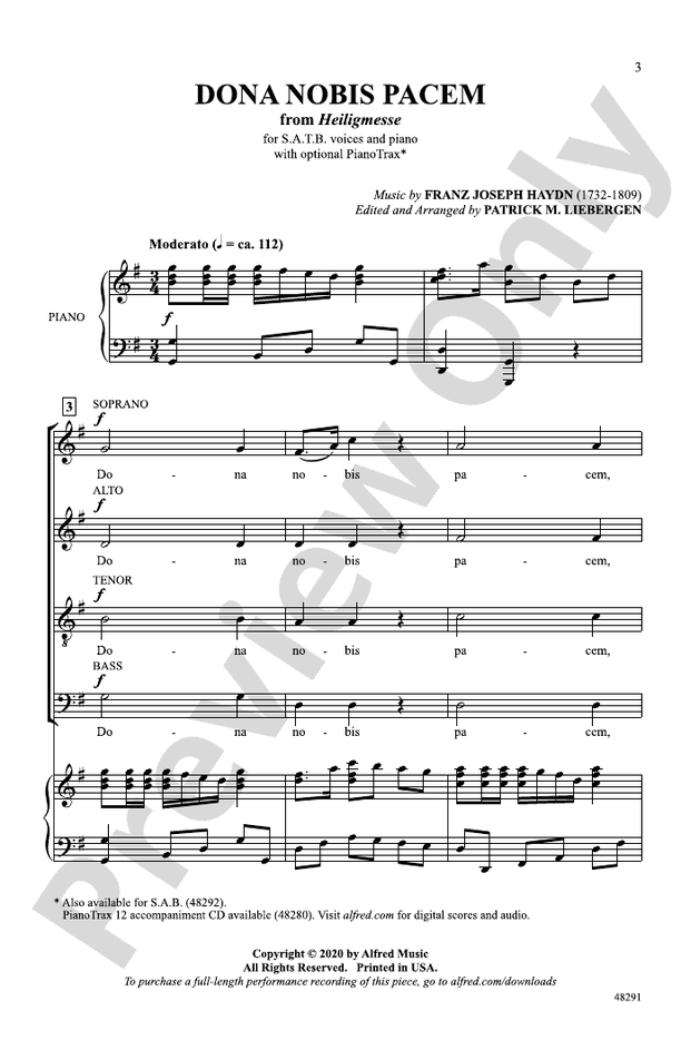 Dona Nobis Pacem - Arr. Patrick M Liebergen – SATB Choral Octavo (Digital Download)