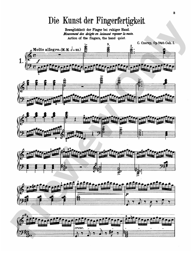 Czerny - Art of Finger Dexterity, Op. 740 (Book I) - Piano Solo (Digital Download)