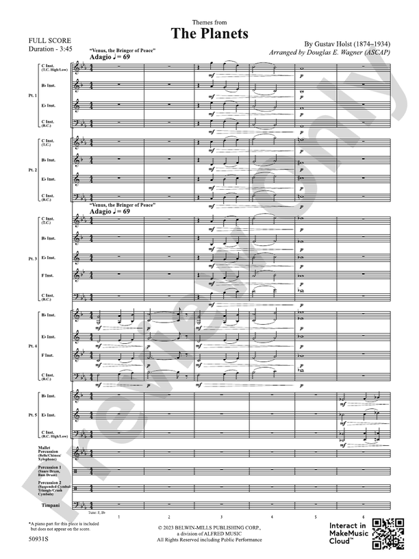 The Planets (Flexible Arrangement) - Concert Band Conductor Score & Parts (Digital Download)