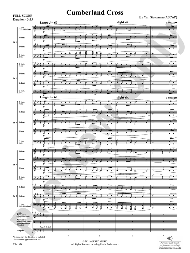 Cumberland Cross (Flexible Arrangement) - Concert Band Conductor Score & Parts (Digital Download)