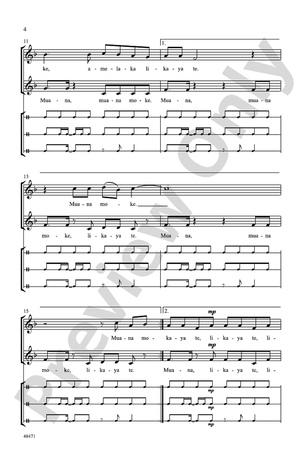 Muana Moke – 2-Part, a cappella Choral Octavo (Digital Download)