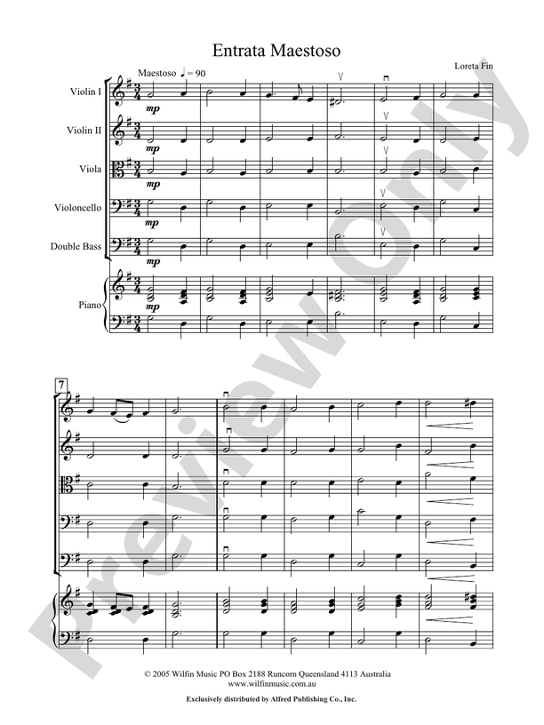 Entrata Maestoso - Loreta Fin – String Orchestra Conductor Score & Parts (Digital Download)
