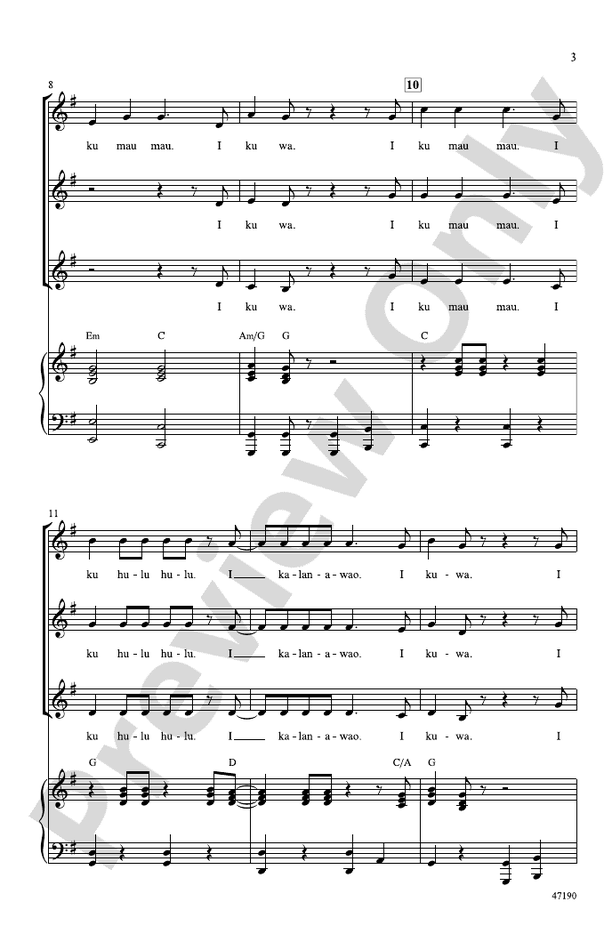 I Ku Mau Mau – SSA Choral Octavo (Digital Download)