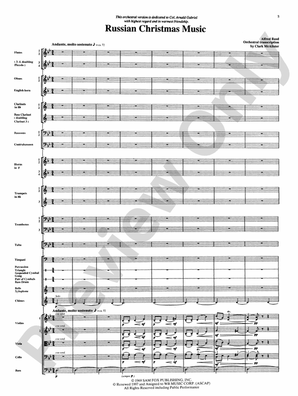 Russian Christmas Music (Grade 3.5) – Full Orchestra Conductor Score & Parts (Digital Download)