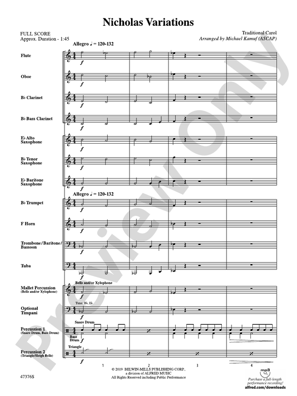 Nicholas Variations - Concert Band Conductor Score & Parts (Digital Download)