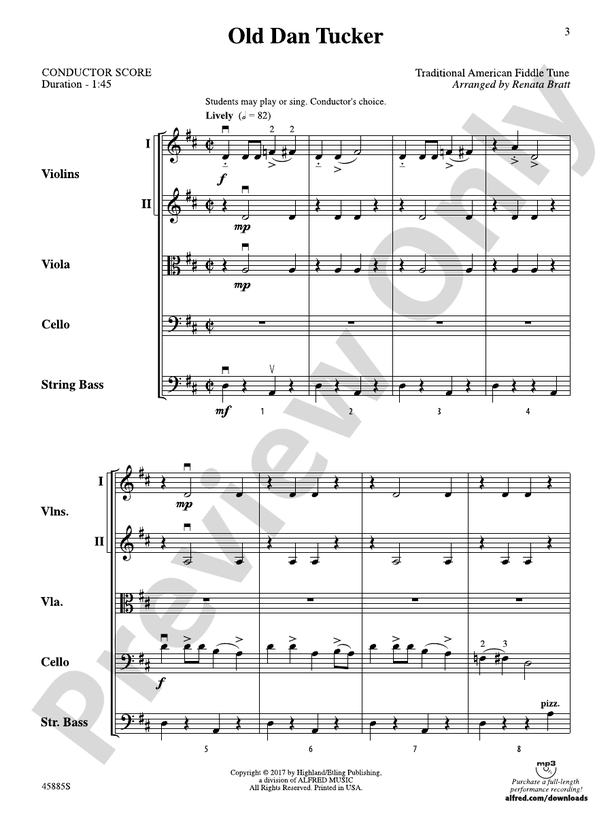 Old Dan Tucker - String Orchestra Conductor Score & Parts (Digital Download)