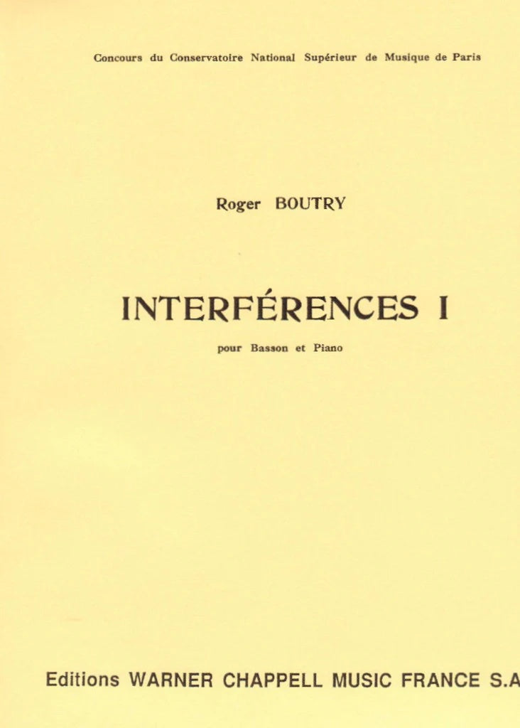 Interferences 1 Bassoon/Piano - Boutry - WCM MF510
