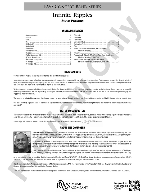 Infinite Ripples - Concert Band Conductor Score & Parts(Digital Download)
