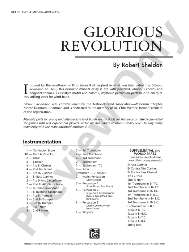 Glorious Revolution (Grade 4) - Concert Band Conductor Score & Parts (Digital Download)