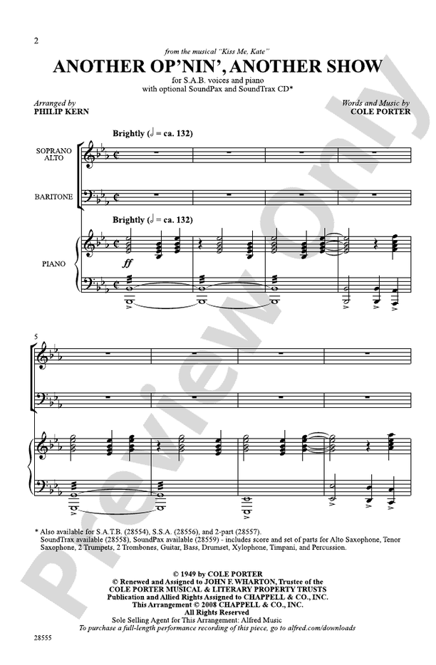 Another Op'nin', Another Show – SAB Choral Octavo (Digital Download)