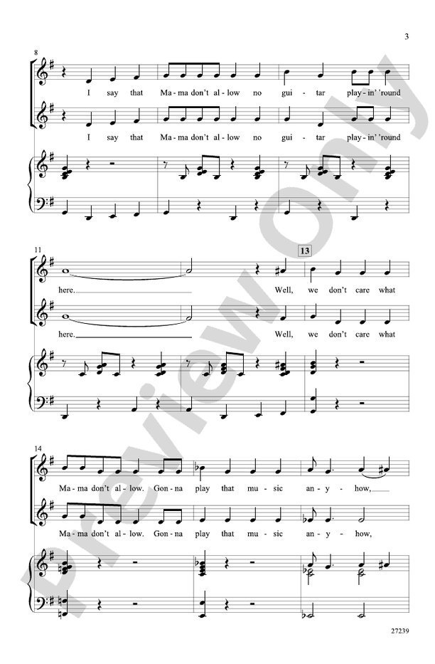 Mama Don't Allow – 2-Part Choral Octavo (Digital Download)