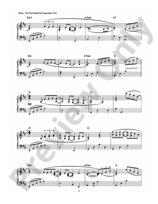 The Wind Beneath My Wings - DSM-PS-0005612 - Piano (Digital Download)